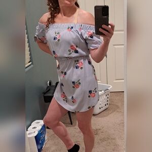 Floral Striped Off-Shoulder Dress